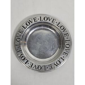 Wilton RWP Pewter LOVE Plate - 9" Vintage Metal Plate